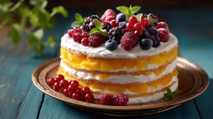 Colorful Fruit Icebox Cake Slices