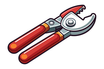 Pliers with red handles and a textured jaw are displayed against a white background