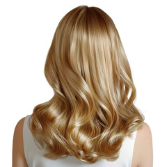 Beautiful Long Wavy Blonde Hair Flowing in Soft Layers with Natural Shine and Texture for Hair Product Promotions transparent background