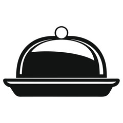 Obraz premium Sleek black serving dish showcases a stylish dome lid on a simple white background
