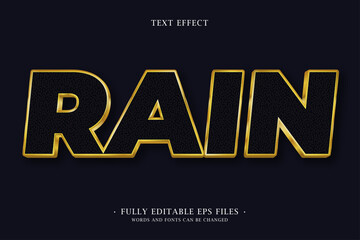 Obraz premium Rain Text Effect with Gold Outline on Dark Surface