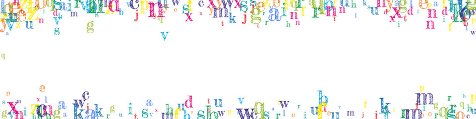 Flying latin letters. Colorful childish scattered
