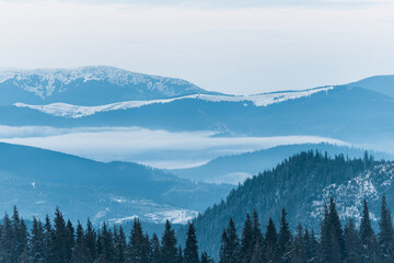 winter landscape with mountains