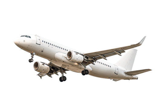 White jet airliner in flight