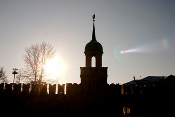 Sunset over the Kremlin in Tula, Russia.