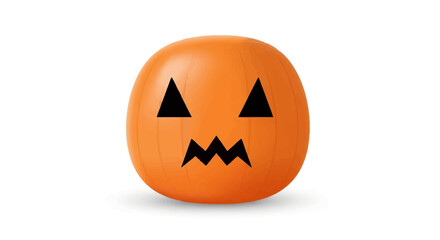 A vibrant orange pumpkin with a carved face, perfect for Halloween decorations.