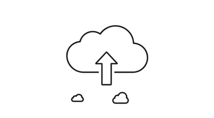 Cloud upload icon with rain and upward arrow silhouette