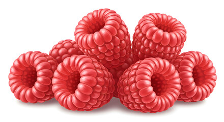 Fresh ripe raspberries on white background.
