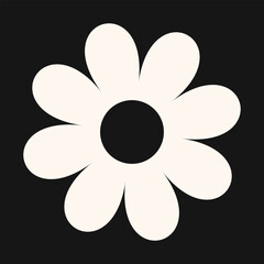 Flat, stylized daisy illustration with a bold, minimal look. The simple petal structure conveys clarity, balance, and floral charm.