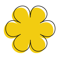 Yellow daisy illustration outlined in sketchy black strokes. Bright, simple, and fresh with artistic flair.