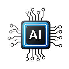 Artificial intelligence AI chip on a black background conceptual design