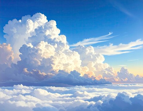Majestic cloudscape, vibrant colors, high altitude view - Powered by Adobe