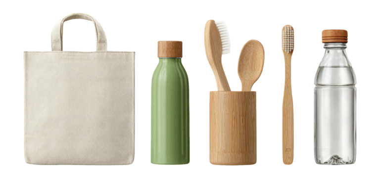 Eco-Friendly Lifestyle Essentials: Reusable Bag, Bottle, and Bamboo Utensils
