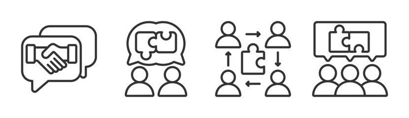 Collaboration icon set multiple concept collection