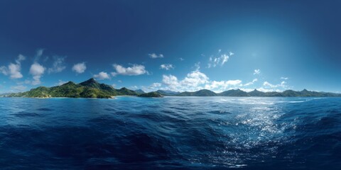 Panoramic ocean view tropical islands hdr photography clear skies