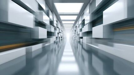 Fototapeta premium Abstract blurred corridor with light and shadows, an architectural photography masterpiece.