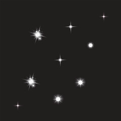 Fototapeta premium Sparkling Starry Night Sky with Bright White Light Flares and Glows