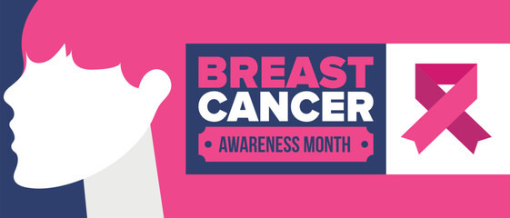 Breast Cancer Awareness Month. Pink october. Pink ribbon. Woman healthcare. Celebrate annual. Medic concept. Girl solidarity. Cancer prevention. Female disease. Poster, banner and background. Vector
