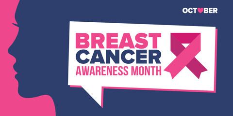 Naklejka premium Breast Cancer Awareness Month. Pink october. Pink ribbon. Woman healthcare. Celebrate annual. Medic concept. Girl solidarity. Cancer prevention. Female disease. Poster, banner and background. Vector