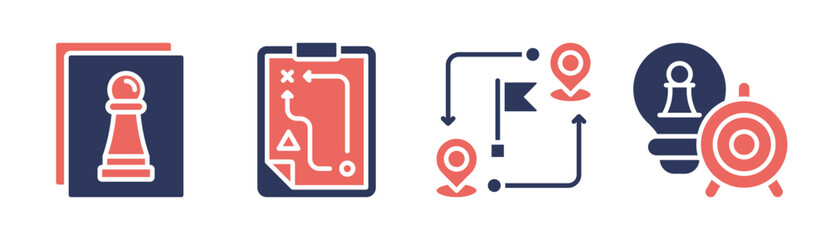 Strategy icon set multiple concept collection