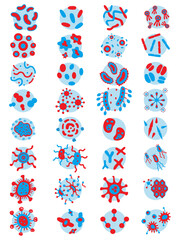 Set of 32 Microorganism Icons Bacteria, Virus, Cell, Microbiology Vector Pack