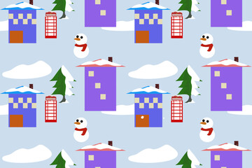 christmas background with houses