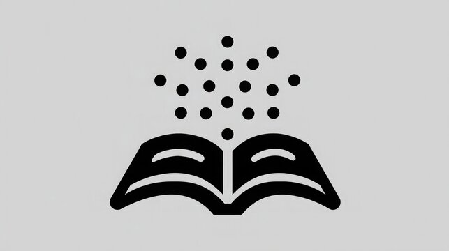 Open book with braille dots icon representing accessible education, inclusive learning materials, and equal literacy access. 