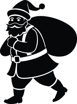 santa claus carrying christmas sack on white backg.eps