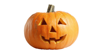 Obraz premium Classic jack-o-lantern pumpkin carved with triangular eyes isolated on transparent background 
