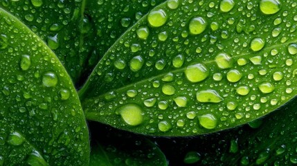 green leaf with water drops