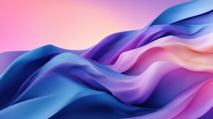 Obraz premium Backgrounds Holographic Duotone concept. Colorful flowing fabric waves in soft gradients.