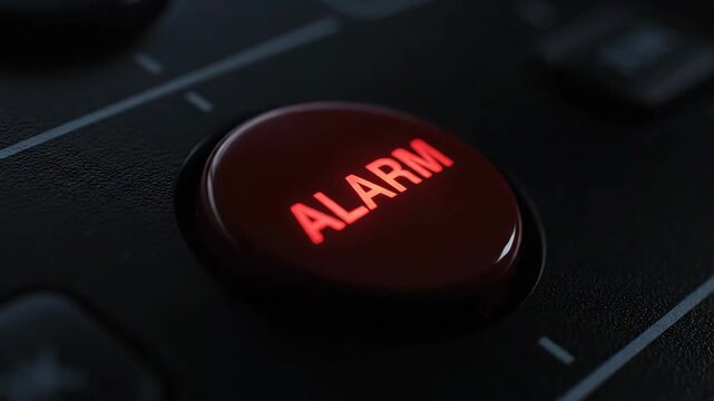 Red Alarm Button Illuminated on Control Panel Shows Emergency Warning in Late Evening