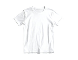 Plain white crew-neck short-sleeve t-shirt, casual style,  flat lay on a transparent background