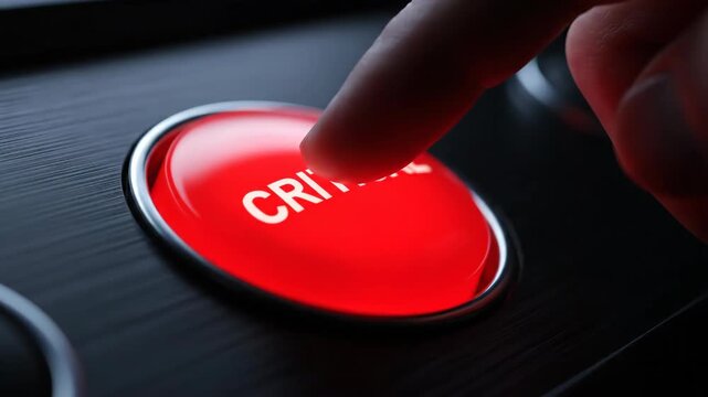 Red Critical Button on Black Panel Shows Urgent State, Signifying Emergency Situation Needing Immediate Action