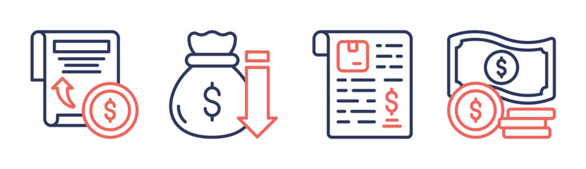 Expense icon set multiple concept collection