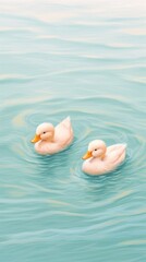 Two duck in lake swimming outdoors animal.