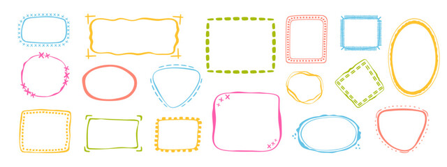 Hand-drawn coquette wavy frames set, squiggle curly swirl tied bow borders, ribbons cadre vintage modern vintage whimsical edgings elements, elegant trend stamps flirting girly style design. Isolated