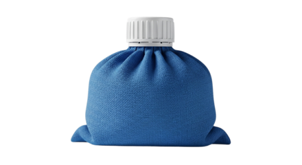 An alluring mysterious blue pouch filled with hidden treasures capped with pristine white standing out against a pure