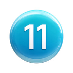 Round Blue Button with Number Eleven on a Glossy Surface for Digital Displays and User Interfaces
