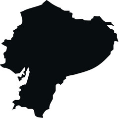 Ecuador black silhouette map outline isolated on white background