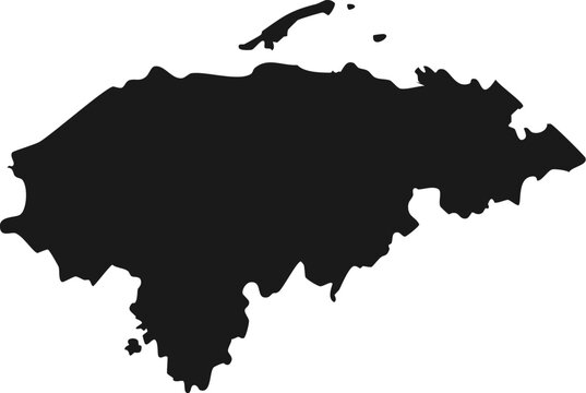 Honduras country map silhouette black outline