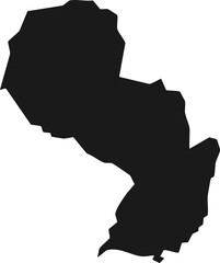 Paraguay map silhouette outline in black isolated on white background