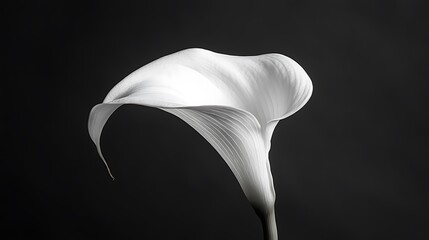 Elegant black and white calla lily flower against a dark background