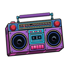 Boombox (Cassette Player -Retro Boombox Vector Illustration &mdash; Vintage Cassette Player Stereo Clipart Stereo).ai