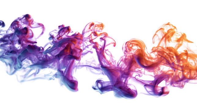 Colorful swirling smoke steam for Halloween mystical atmosphere isolated on transparent background 