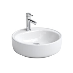 Fototapeta premium Modern Round Ceramic Bathroom Sink with Chrome Faucet and Minimalist Design Ideal for Contemporary Spaces