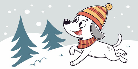 Merry christmas festival background with cute dog design
