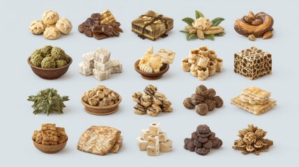 Fototapeta premium Exquisite Collection of Unique Confections and Sweet Treats in Artistic Presentation