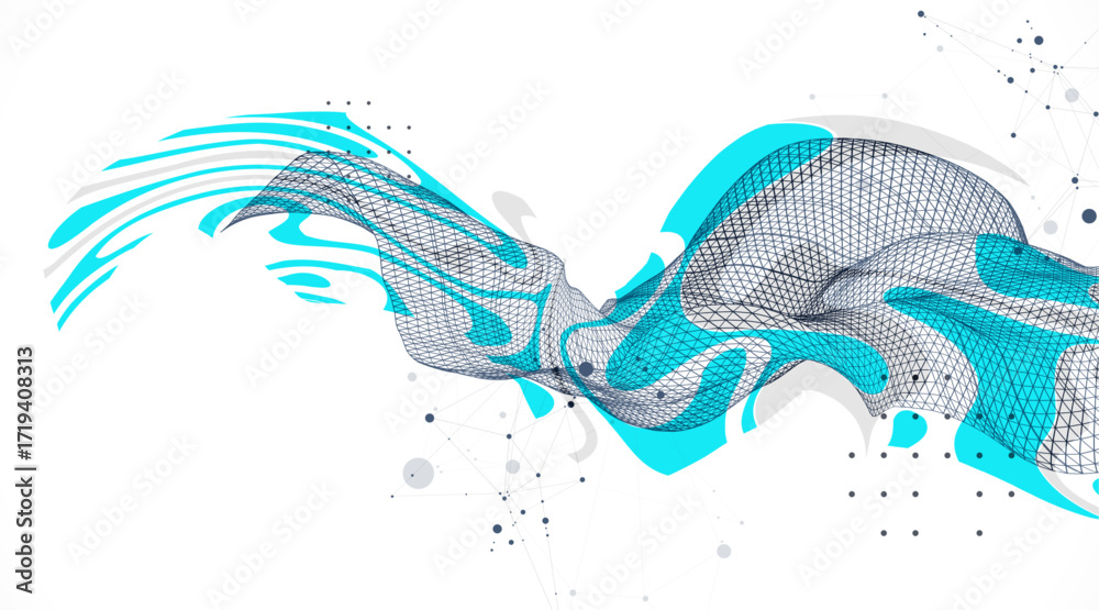 Wall mural the abstract wave is made in a frame style. template for science and technology presentation. vector
