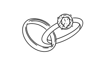 Vector icon of a wedding ring interlock outline 